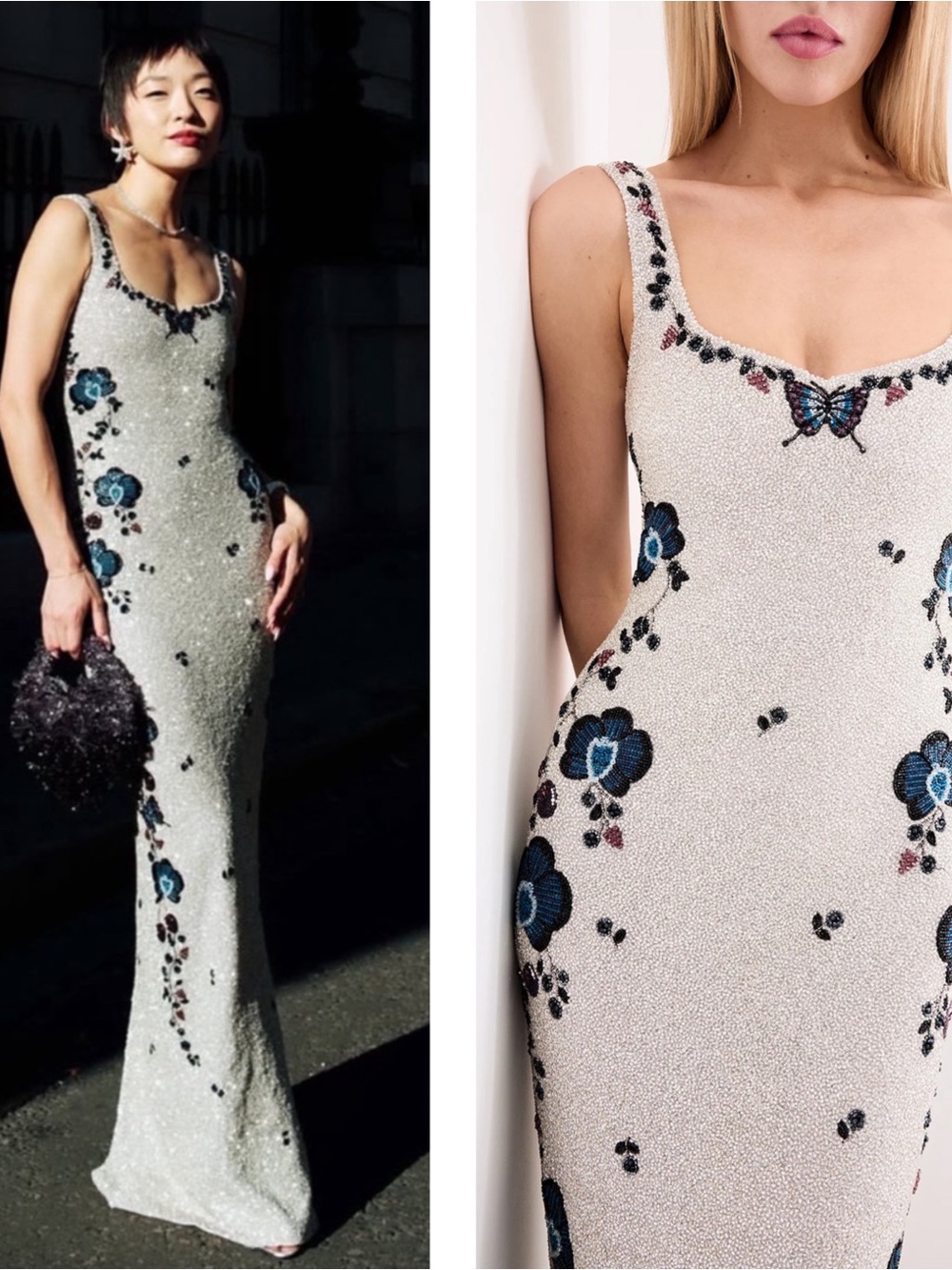 CLIO PEPPIATT Orchid Crystal Bead Embellished Floral Maxi Gown Size Small